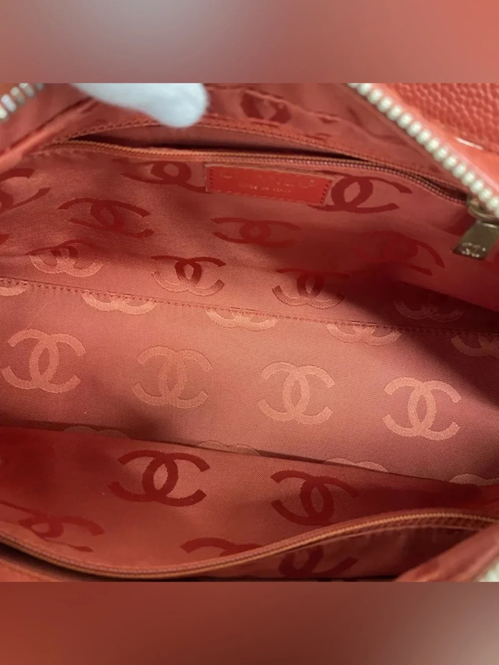 Authentic CHANEL mini red leather wood links mini bag